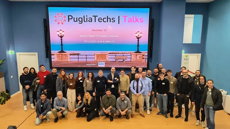 The PugliaTechs community at the December 2025 PugliaTechs Talks, Apulia Digital ITS Academy, Bari